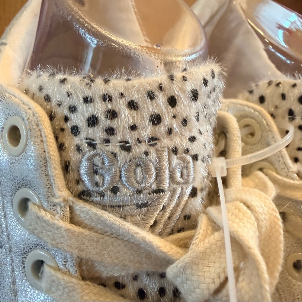 Gola Womens Orchid II Cheetah Trainers Silver Animal Print Sneakers Size 8 - Picture 4 of 7